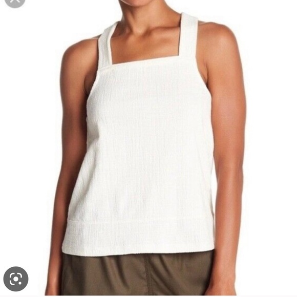Madewell Apron Cross Back Tank Top in Ivory, Size XL - Picture 2 of 6